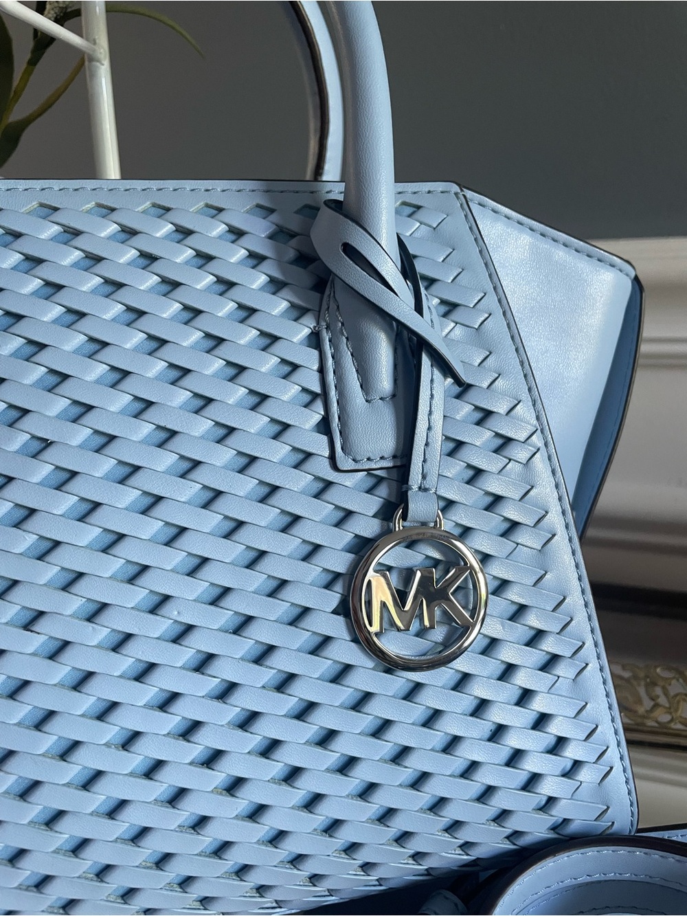 Michael Kors Avril Small Woven Satchel- Blue - Picture 2 of 8